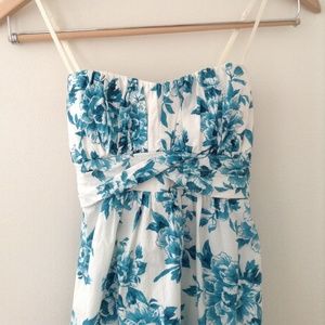 Teal/White Floral Day Dress - Small